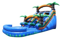 15ft Dual Lane Tropical Rush Bounce House w/ Slide